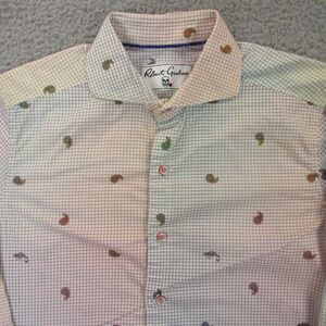 Robert Graham Shirt Mens S Tailored Fit‎ Button-Up Karma Chameleon Check Paisley